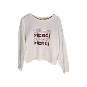 ​Pact Organic Cotton Merci Graphic Sweatshirt Cream Minimalist Women’s Size S